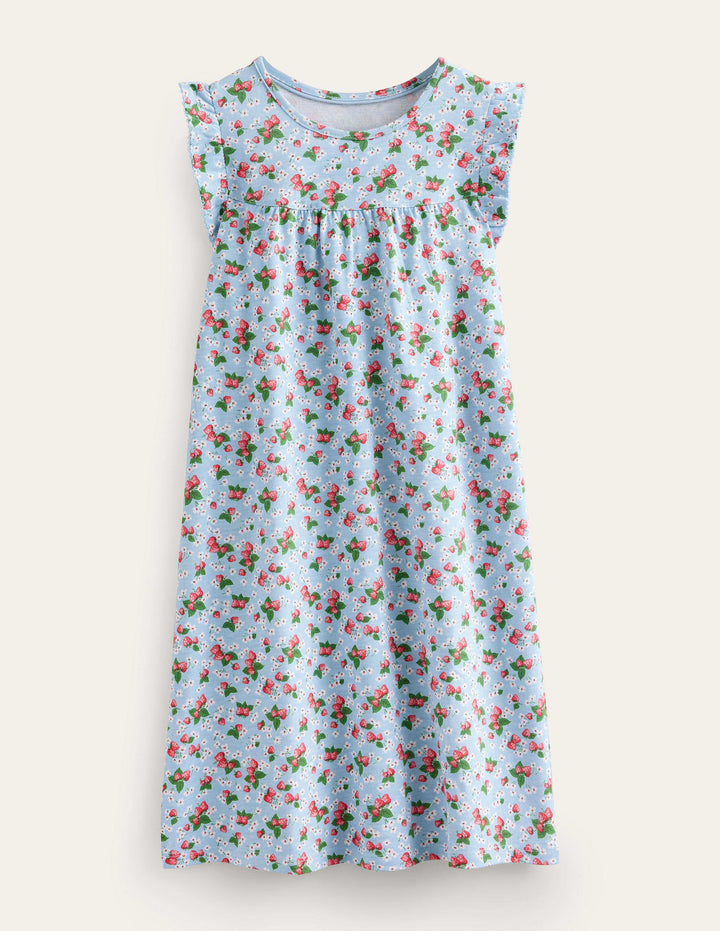 Printed Short-sleeved Nightie-Surf Blue Strawberries