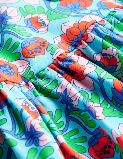 Fröhliches Jerseykleid-Meerblau, Mohnblumen-3