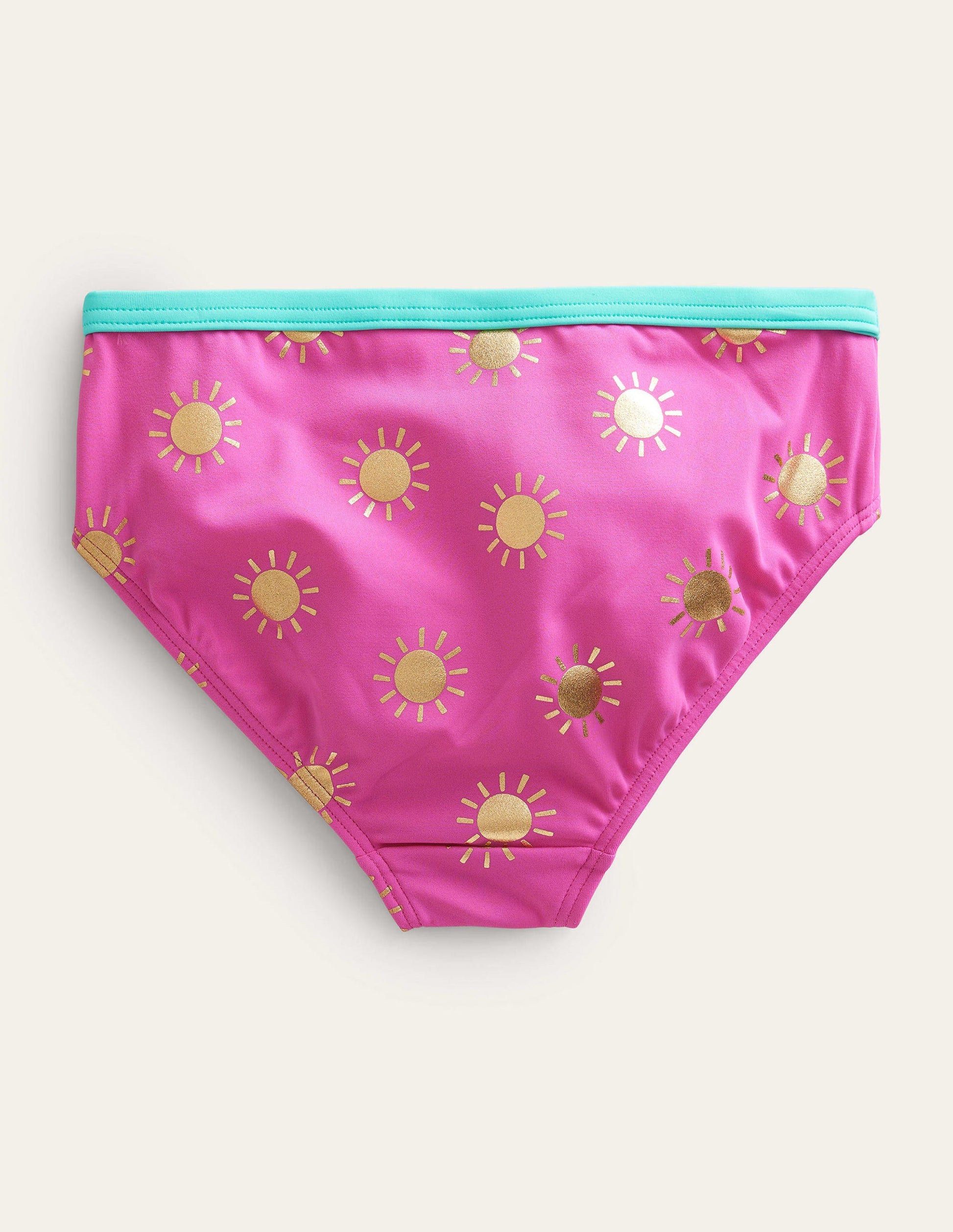 Patterned Bikini Bottoms-Tickled Pink Gold Foil Suns-2