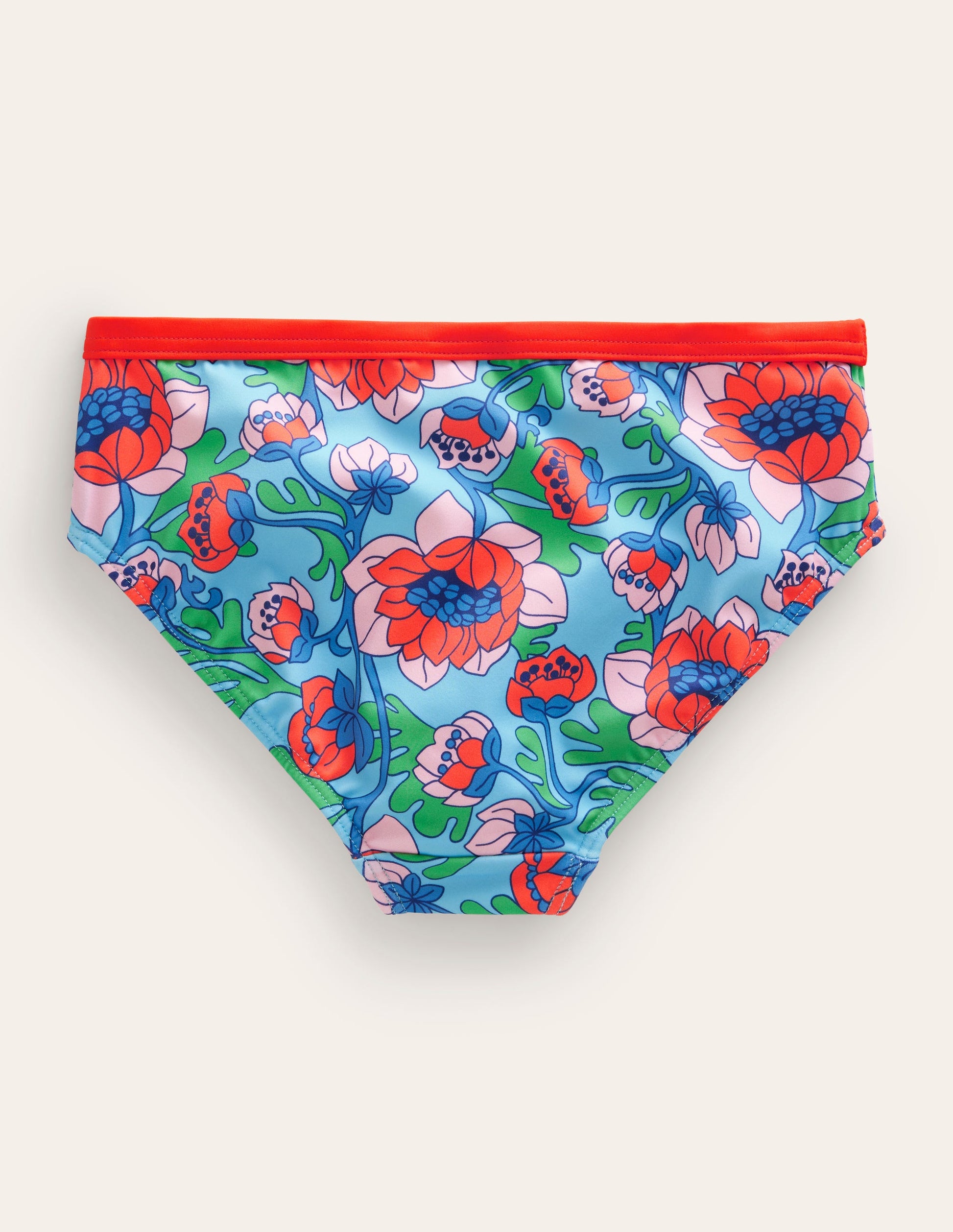 Gemusterte Bikinihose-Mohnblumenrot, Frühlingsblumen-2