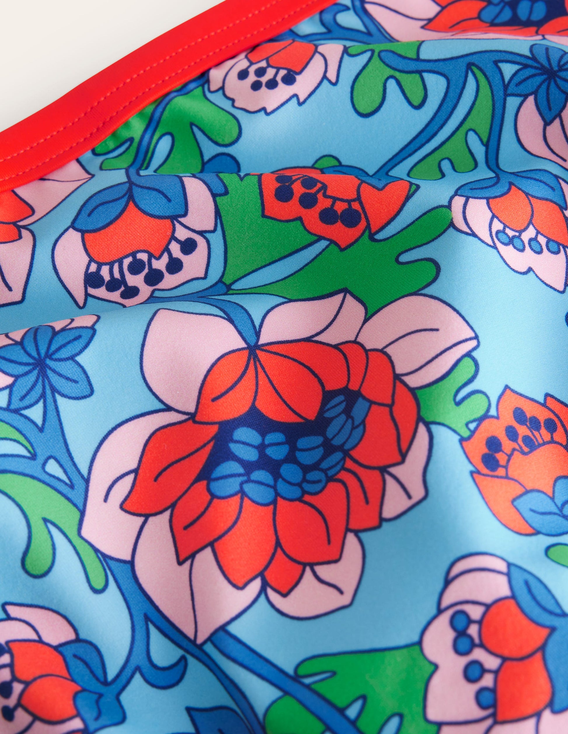 Gemusterte Bikinihose-Mohnblumenrot, Frühlingsblumen-3