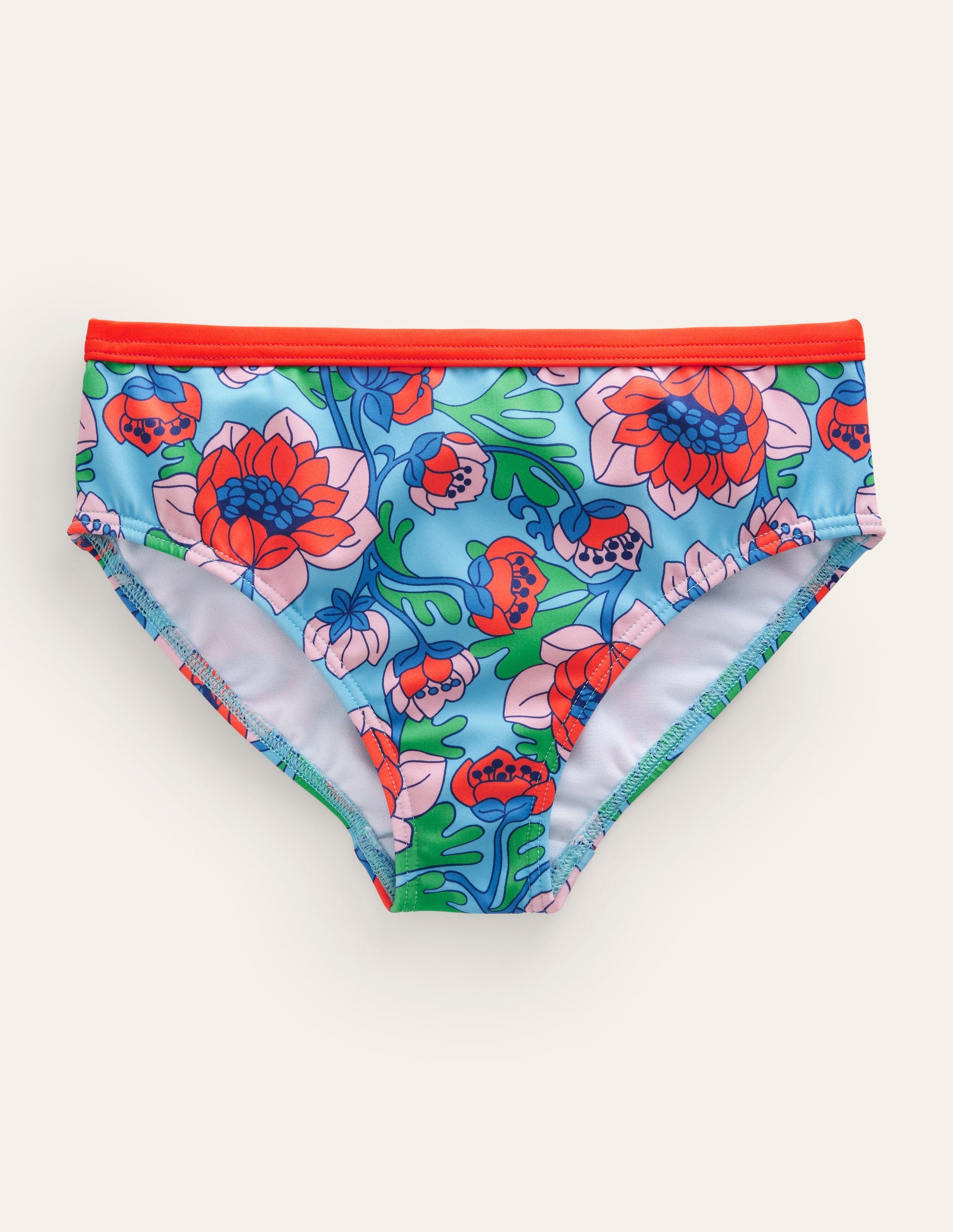 Gemusterte Bikinihose-Mohnblumenrot, Frühlingsblumen-1