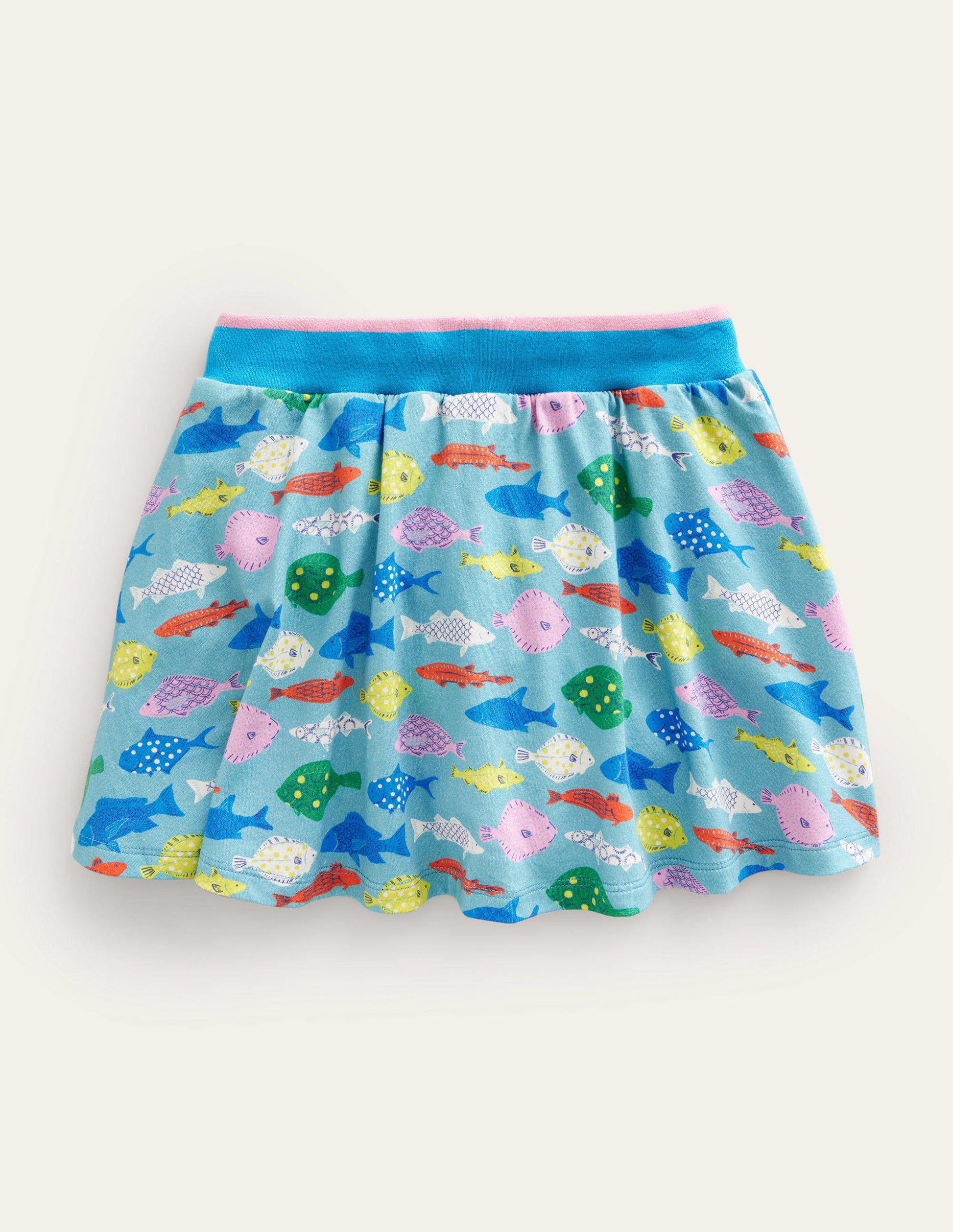 Jupe-short imprimée en jersey-Poisson bleu mer-2