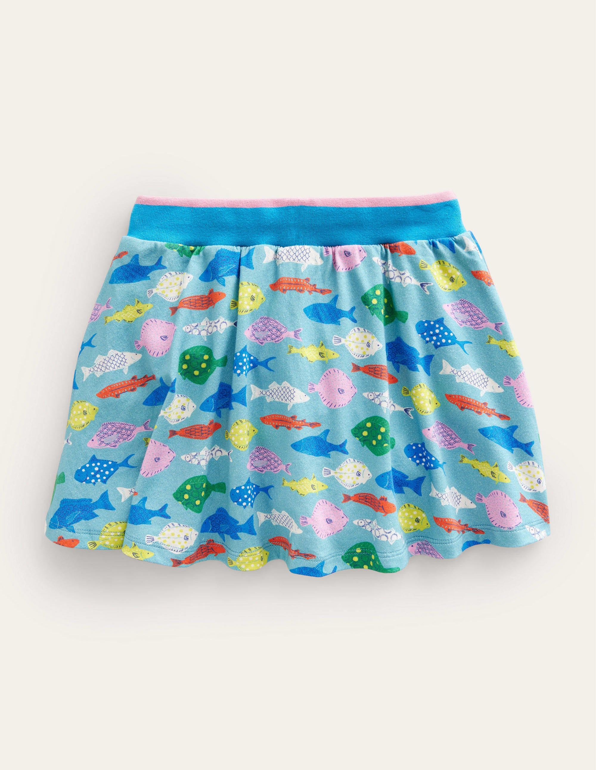 Jupe-short imprimée en jersey-Poisson bleu mer - Image 2