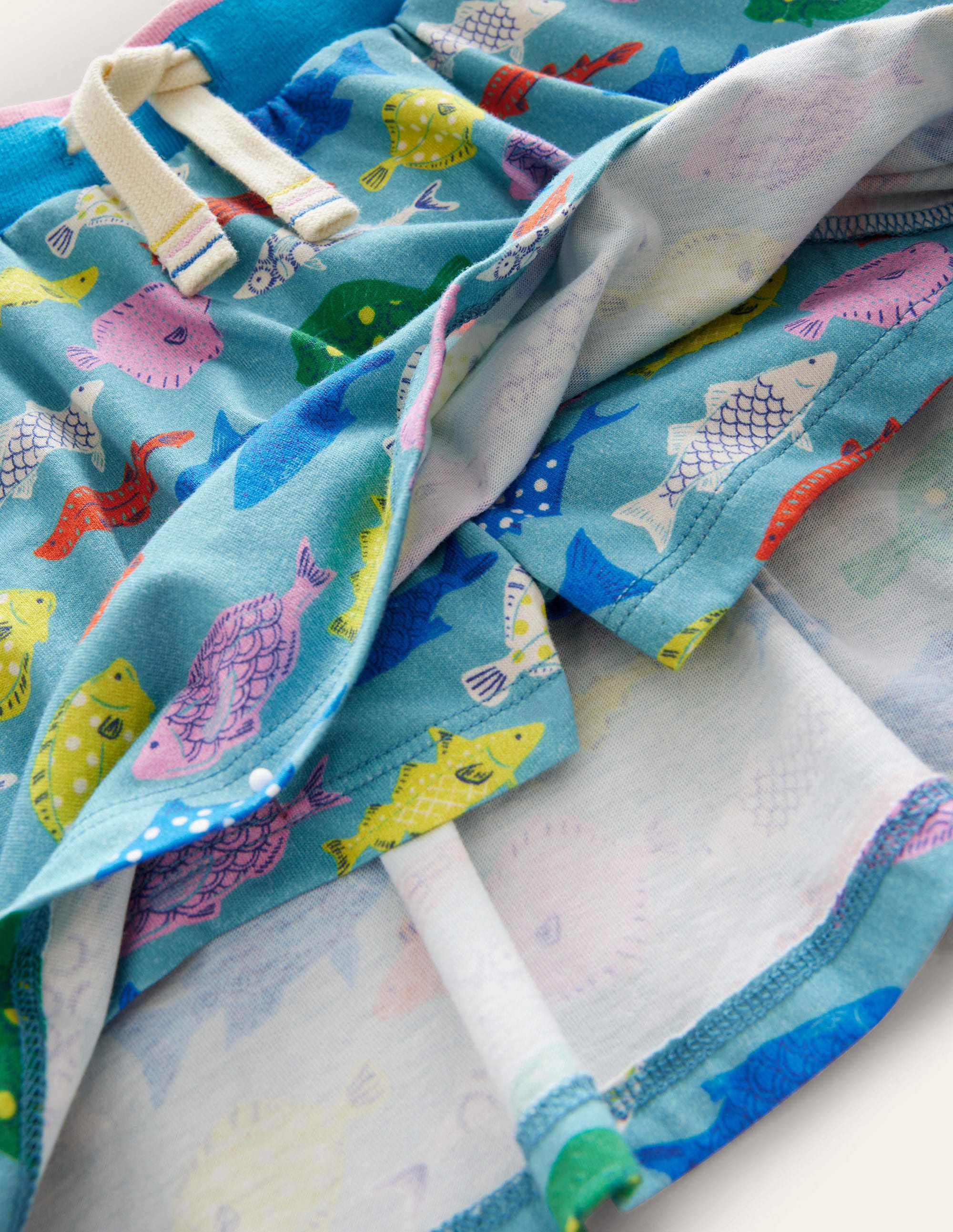 Jupe-short imprimée en jersey-Poisson bleu mer - Image 3