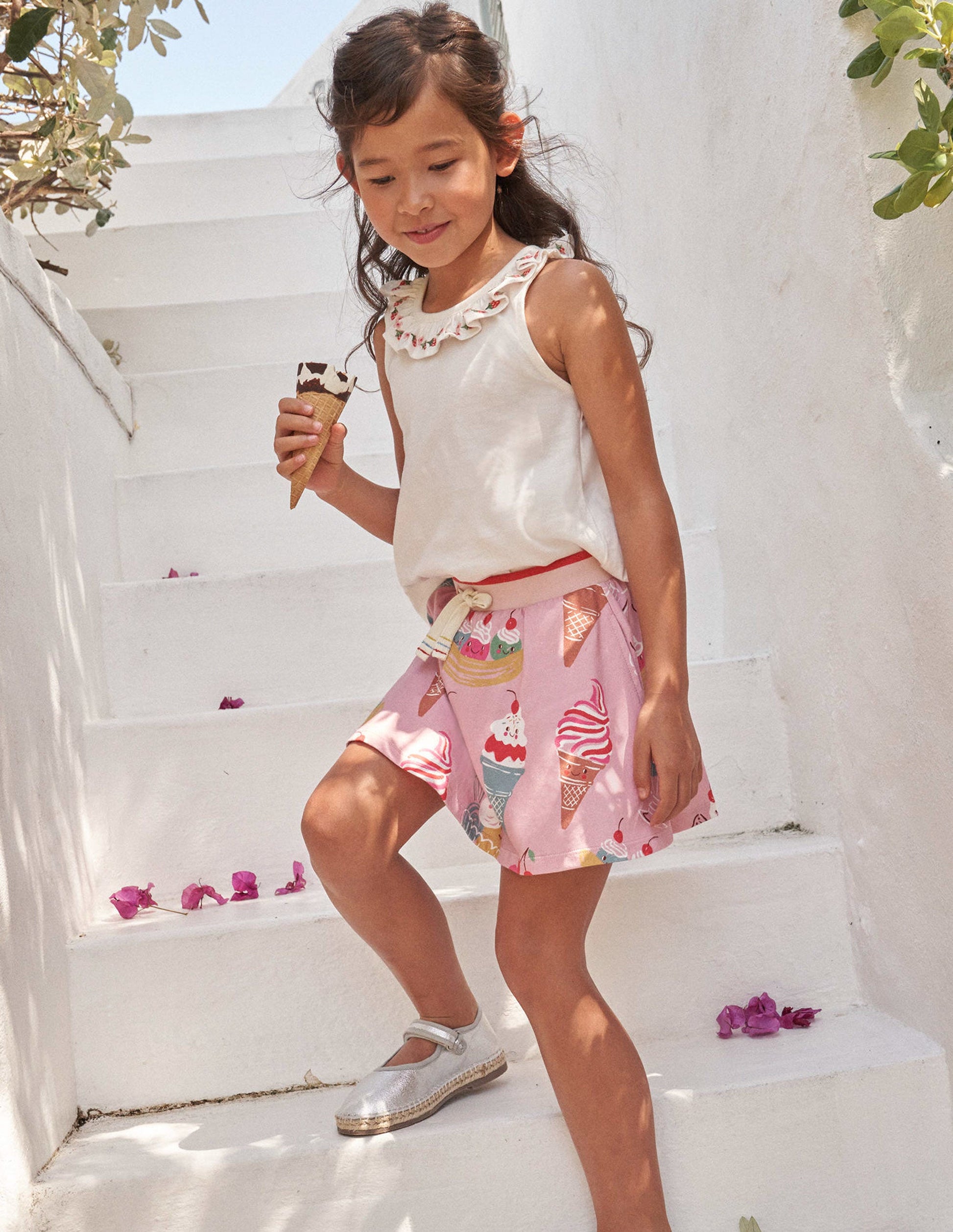 Jupe-short imprimée en jersey-Glaces roses-5