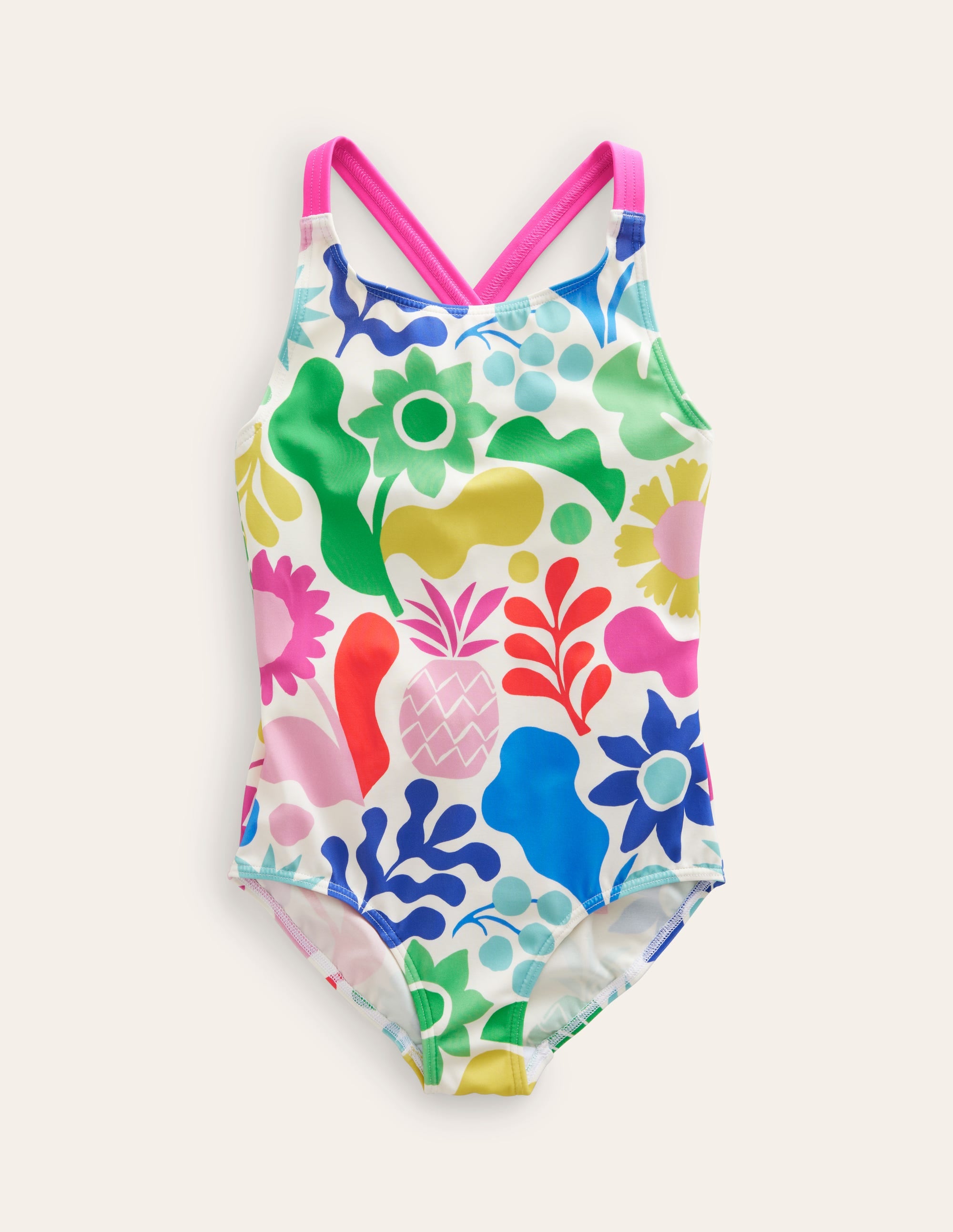 Maillot de bain imprimé croisé dans le dos-Motif géométrique multicolore - Image 1