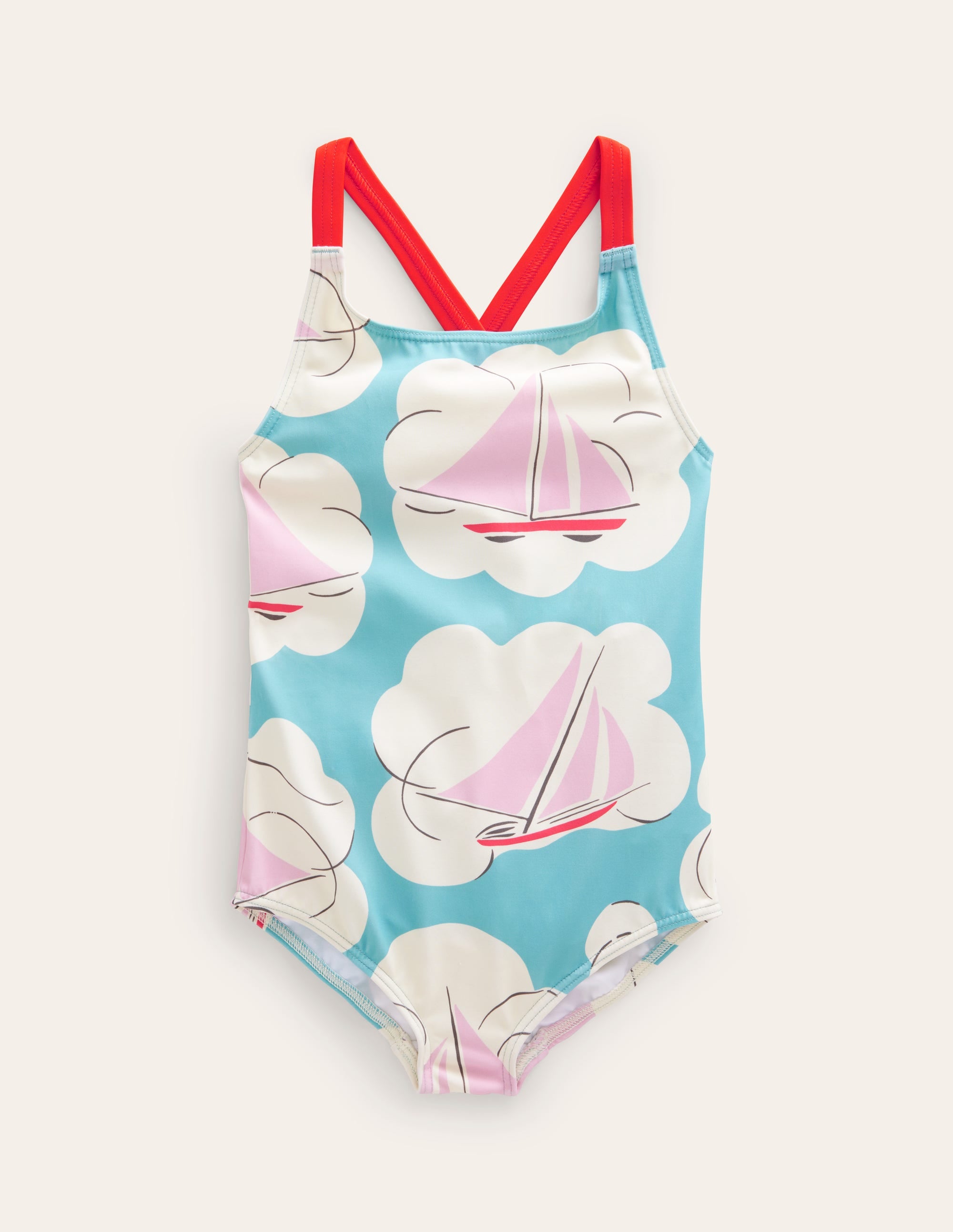 Maillot de bain imprimé croisé dans le dos-Imprimé yacht - Image 1