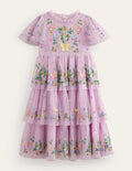 Partykleid aus Tüll mit Stickerei-Hellviolett