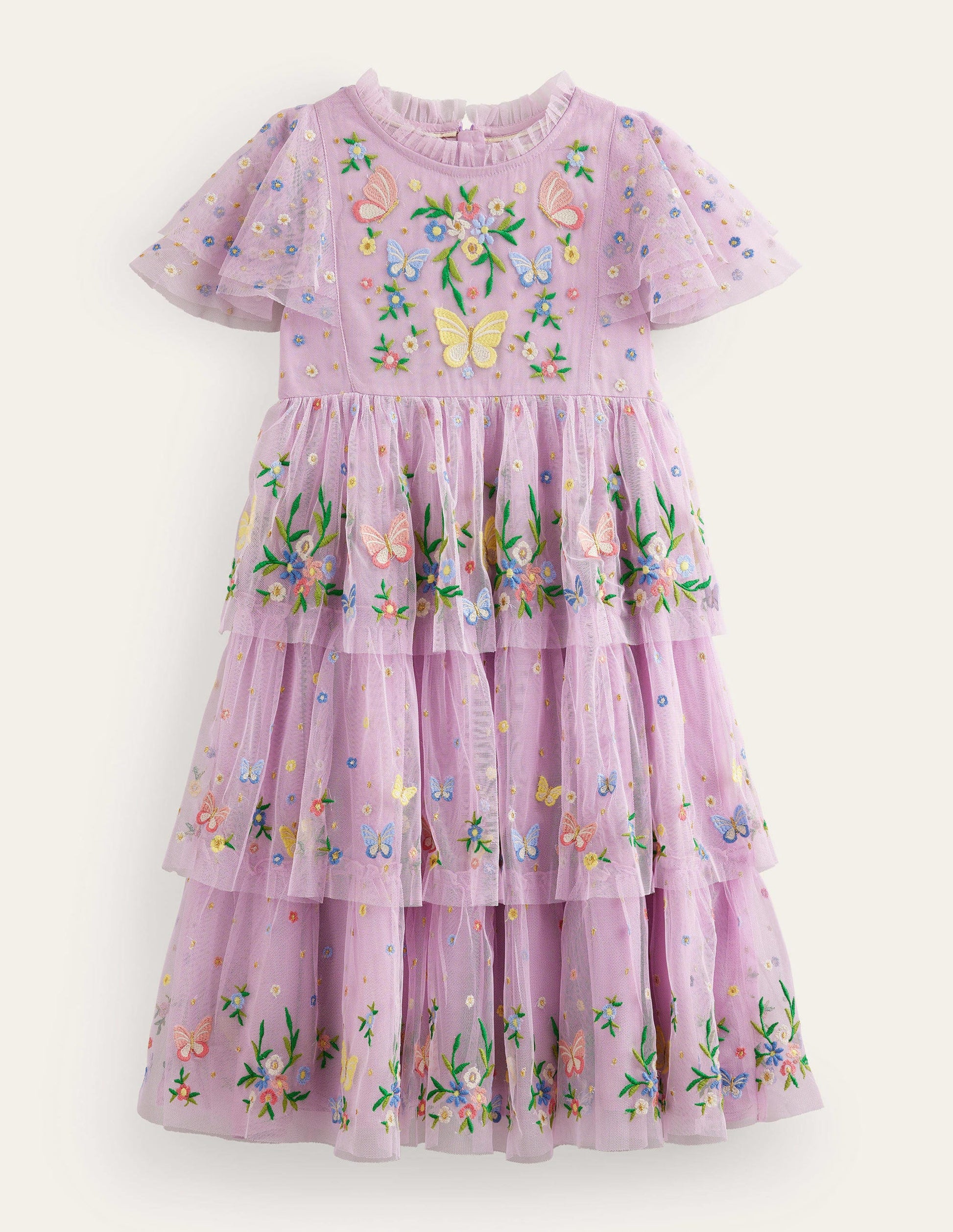 Partykleid aus Tüll mit Stickerei-Hellviolett-1