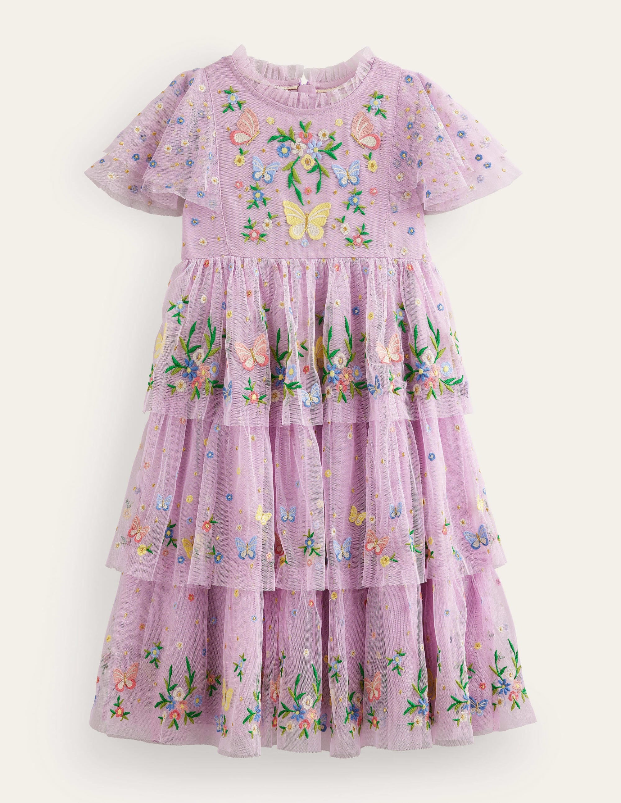 Partykleid aus Tüll mit Stickerei-Hellviolett - Image 1