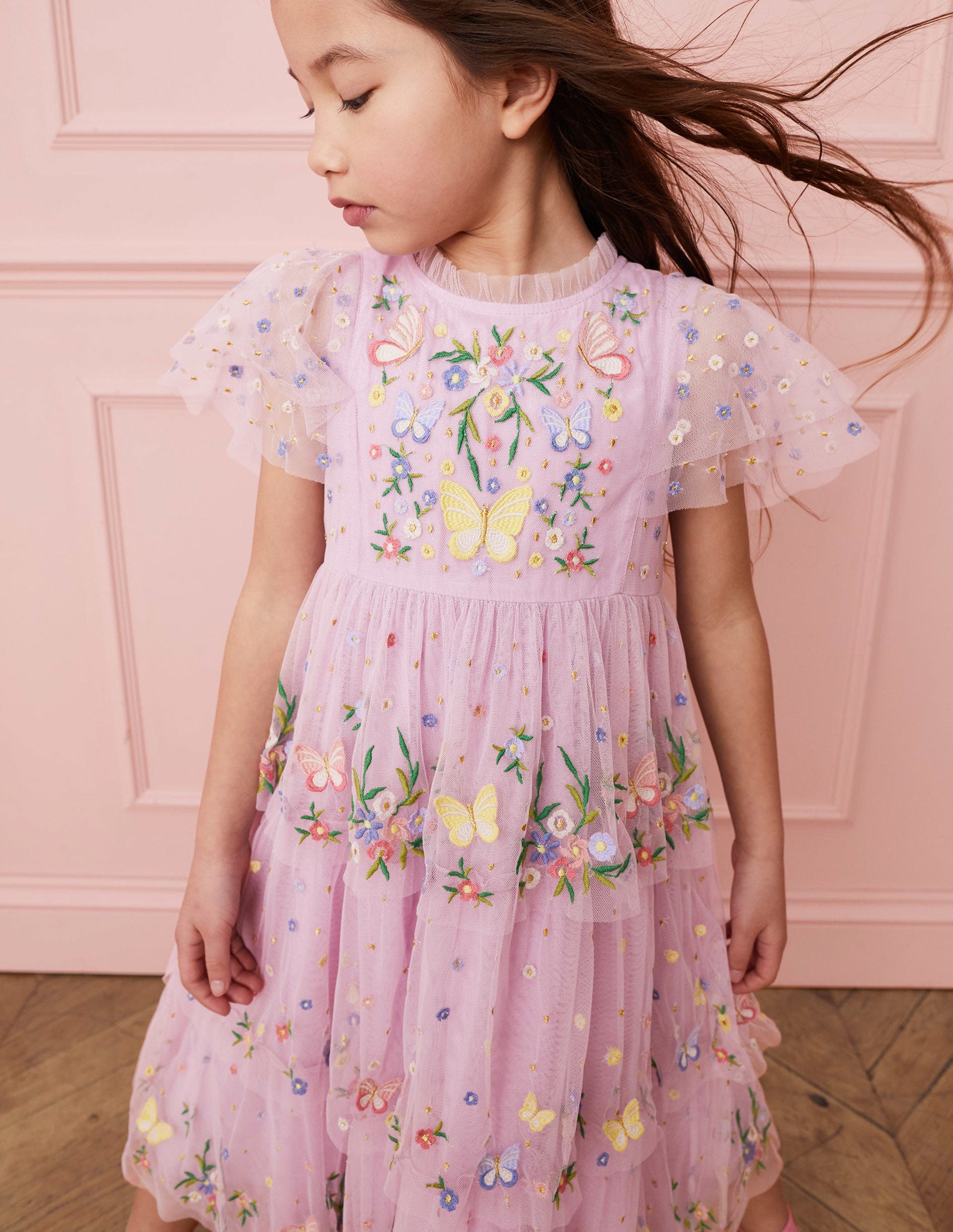 Partykleid aus Tüll mit Stickerei-Hellviolett - Image 4