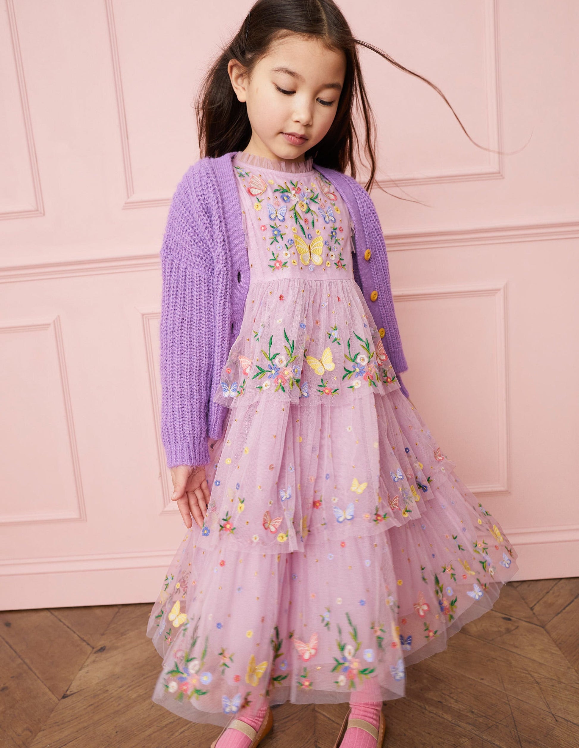 Partykleid aus Tüll mit Stickerei-Hellviolett-5