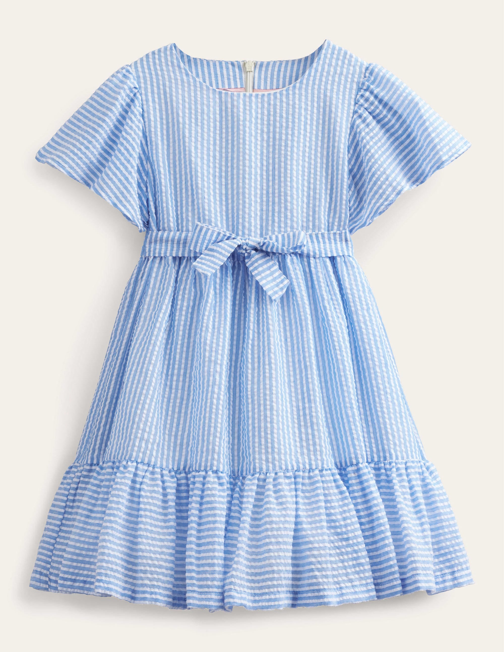 Tailliertes und ausgestelltes Kleid-Penzance-Blau/Naturweiß - Image 1