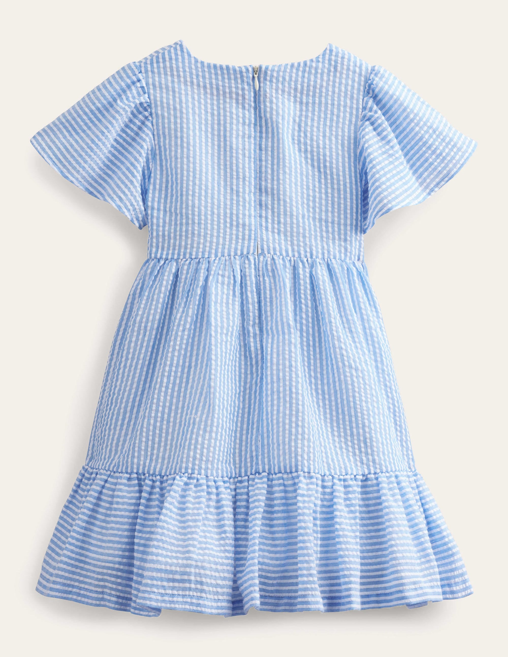 Tailliertes und ausgestelltes Kleid-Penzance-Blau/Naturweiß - Image 2