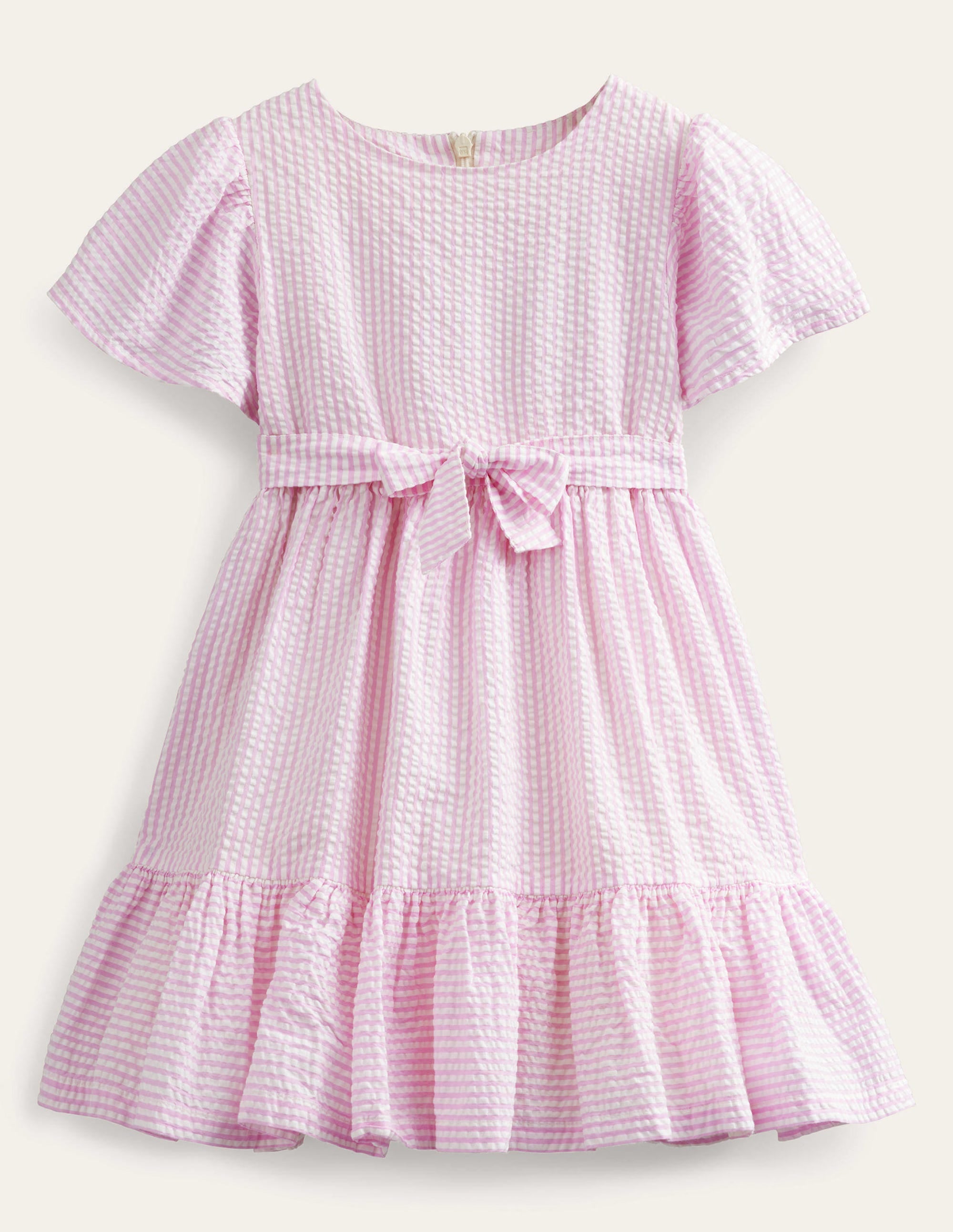 Tailliertes und ausgestelltes Kleid-Fliederrosa/Naturweiß - Image 1