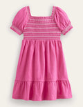 Robe de vacances à fronces-Rose bonheur