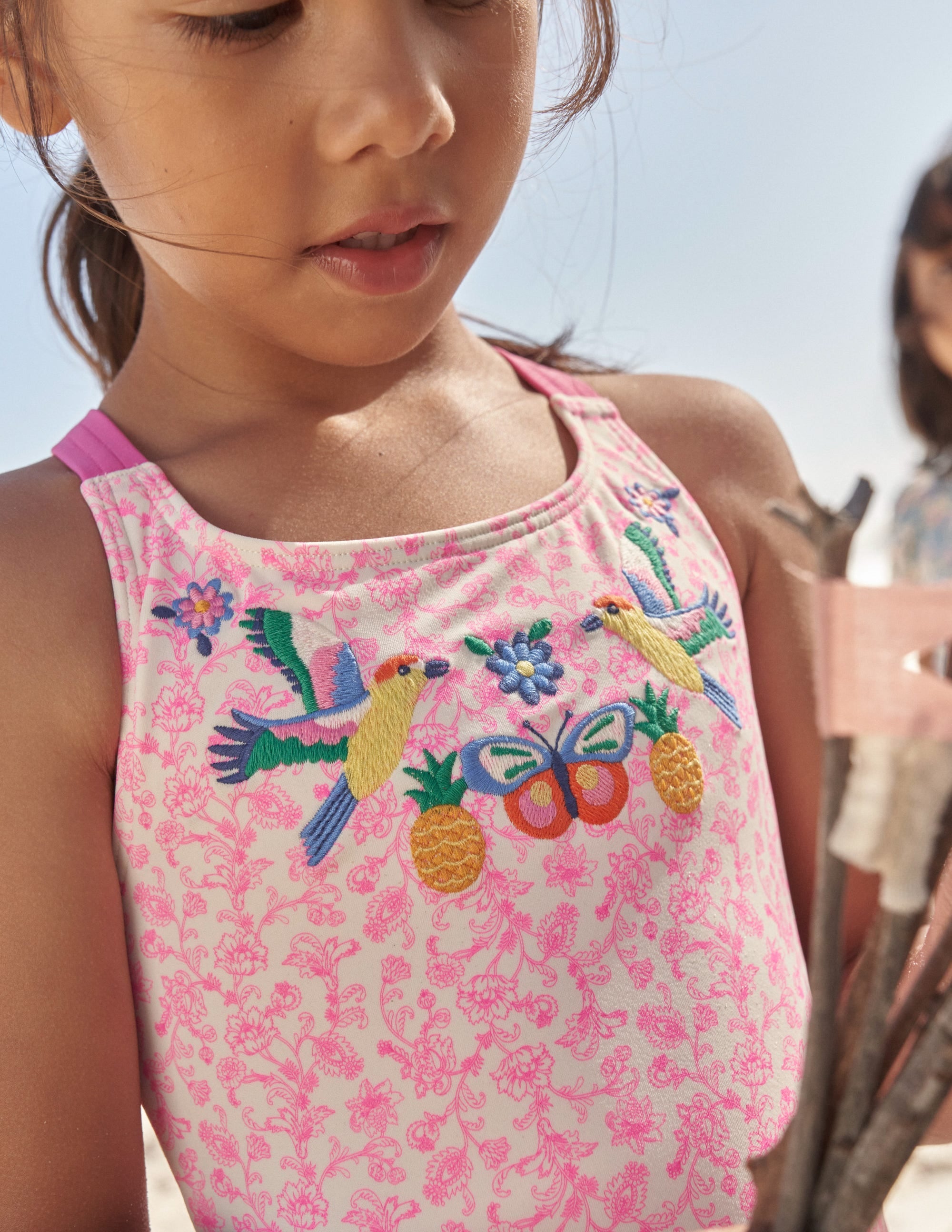 Maillot de bain brodé-Motif Summer Vine rose festival - Image 5