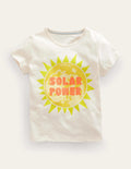 Oberteil mit grafischem Druck-Weiß, Solar Power