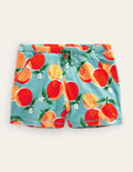 Gemusterte Frottee-Shorts-Meerblau, Orangen
