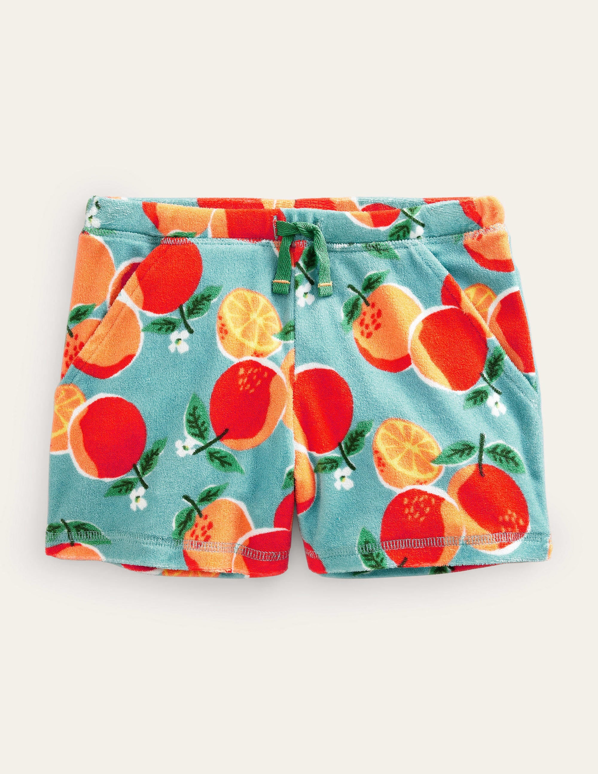 Gemusterte Frottee-Shorts-Meerblau, Orangen - Image 1
