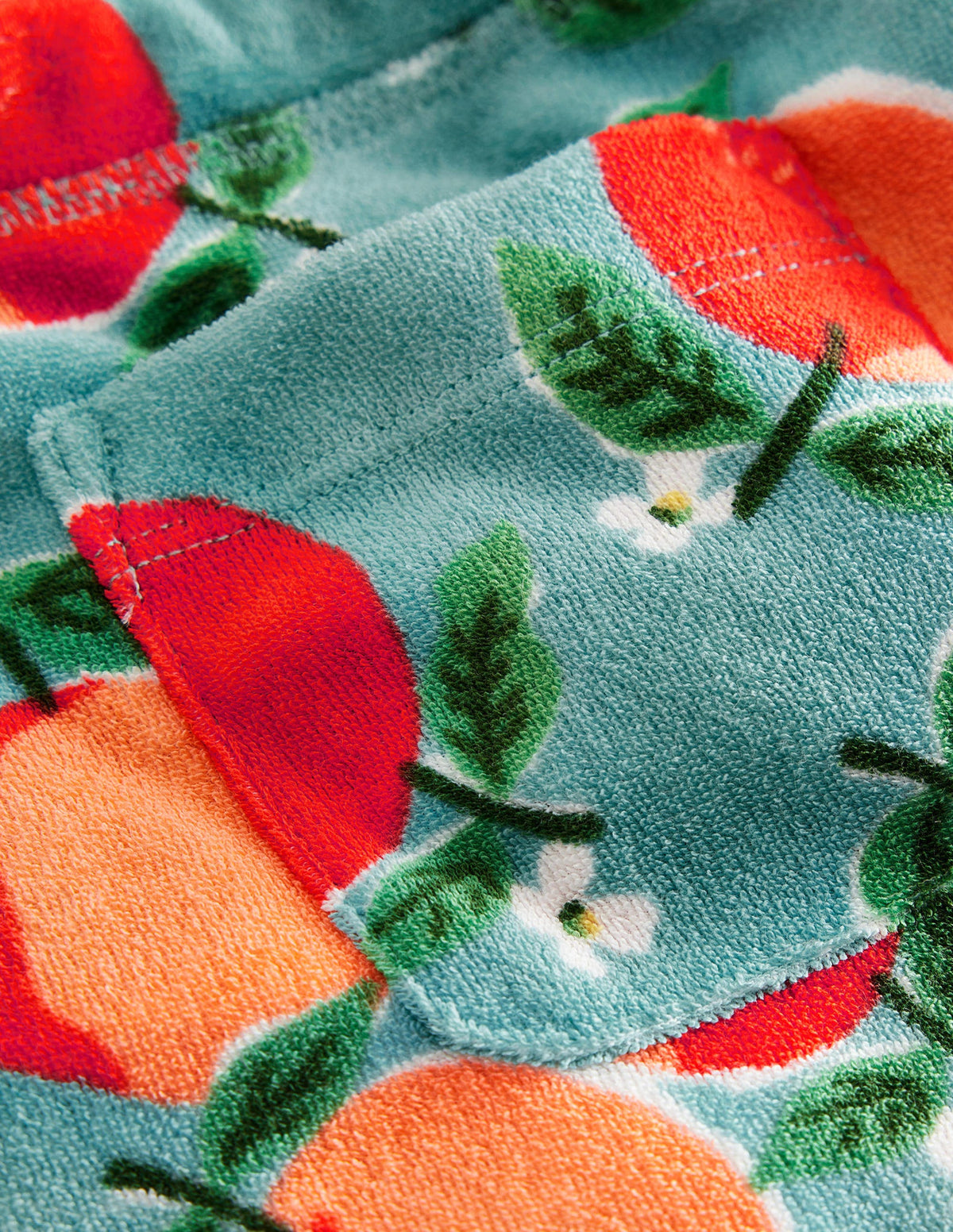 Gemusterte Frottee-Shorts-Meerblau, Orangen-3