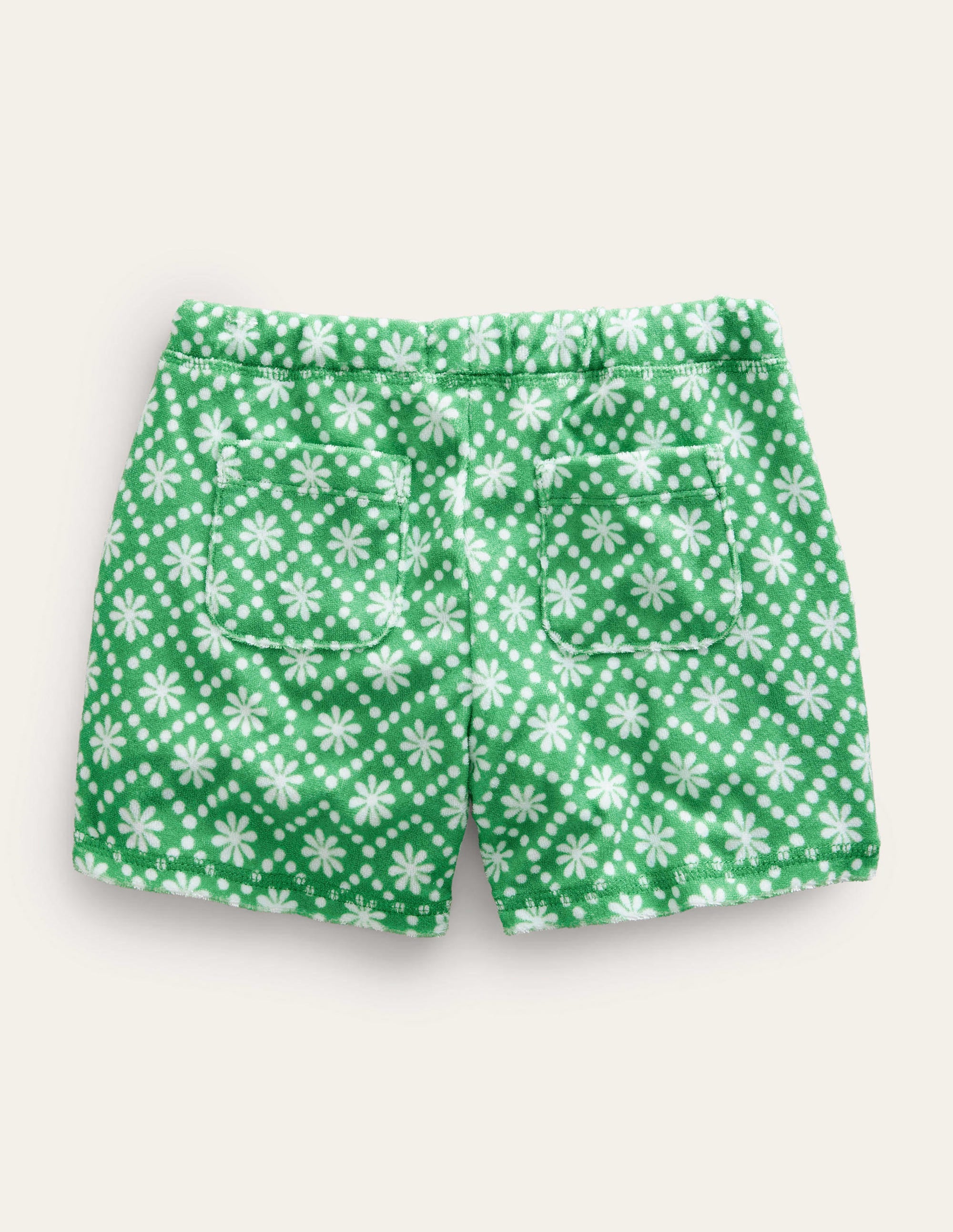 Gemusterte Frottee-Shorts-Schuluniform-Grün, Gänseblümchen - Image 2