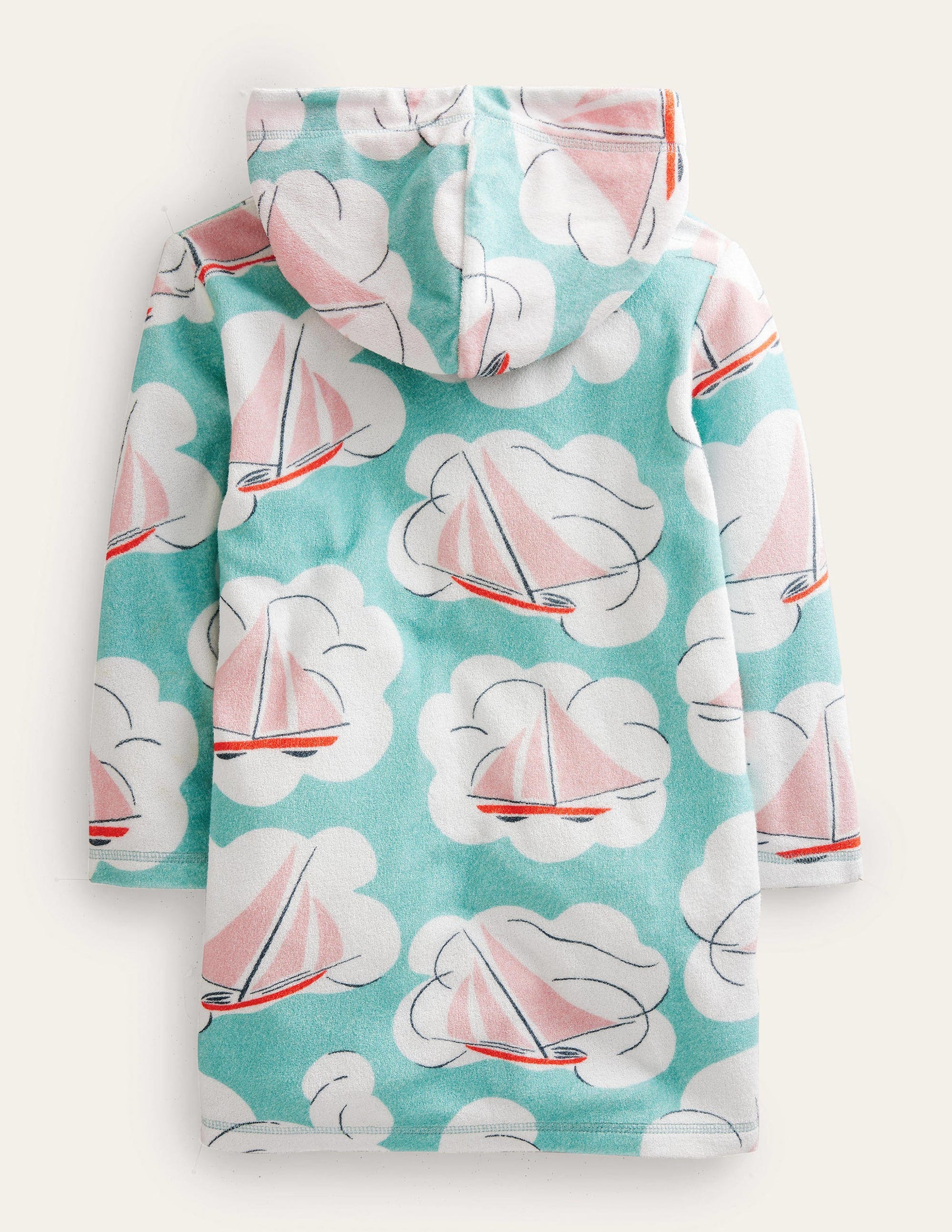 Gemustertes Frottee-Strandkleid-Meerblau, Boote-2