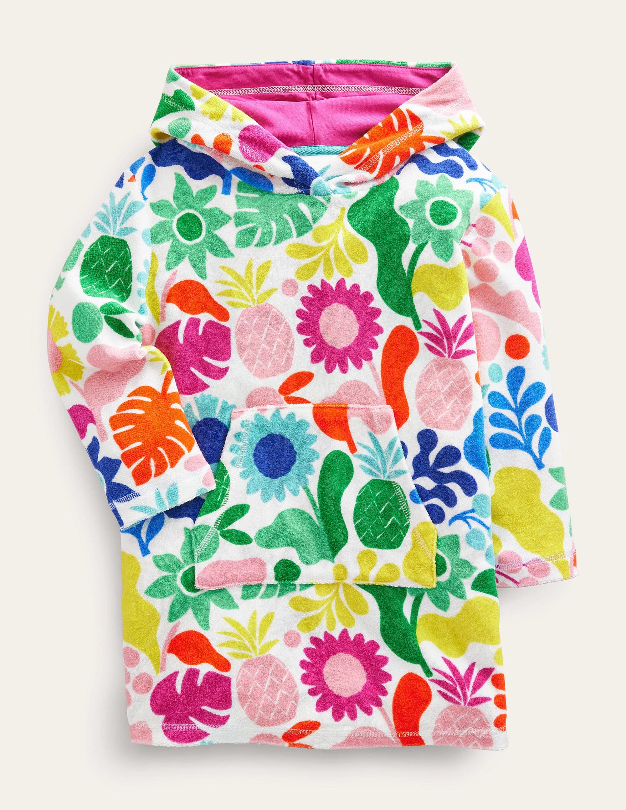 Gemustertes Frottee-Strandkleid-Bunt, Urlaubs-Blumenmuster - Image 1