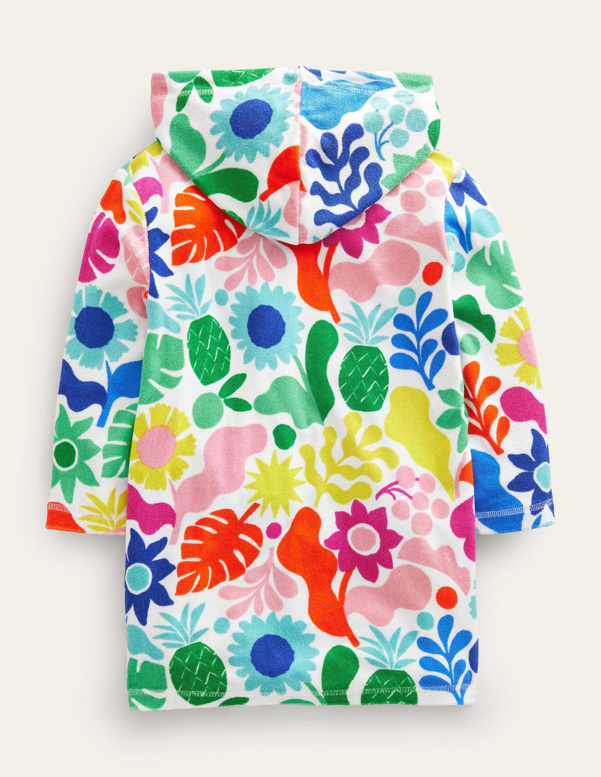 Gemustertes Frottee-Strandkleid-Bunt, Urlaubs-Blumenmuster-2
