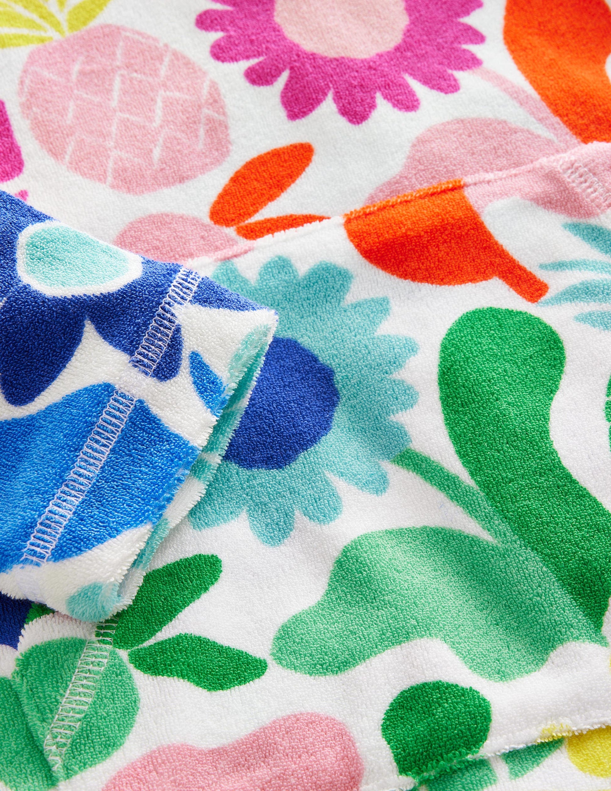 Gemustertes Frottee-Strandkleid-Bunt, Urlaubs-Blumenmuster-3