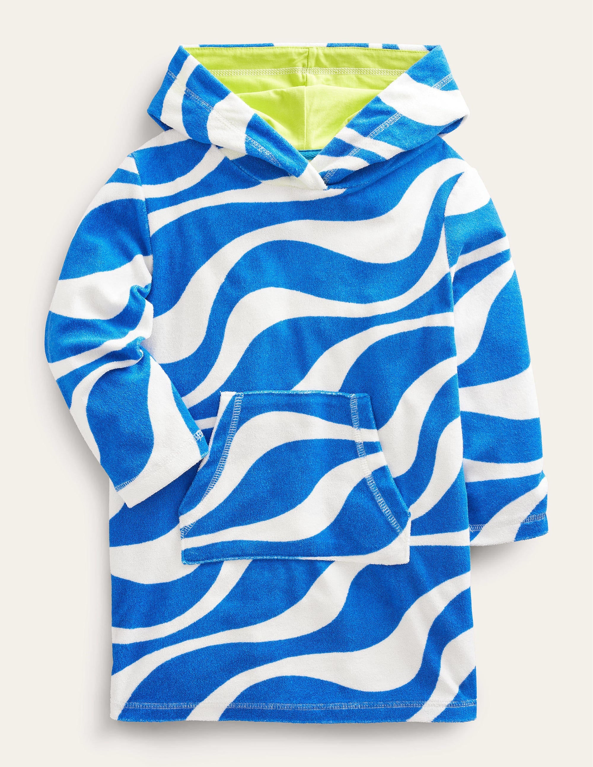 Robe de plage imprimée en éponge-Vagues bleu cabanon - Image 1