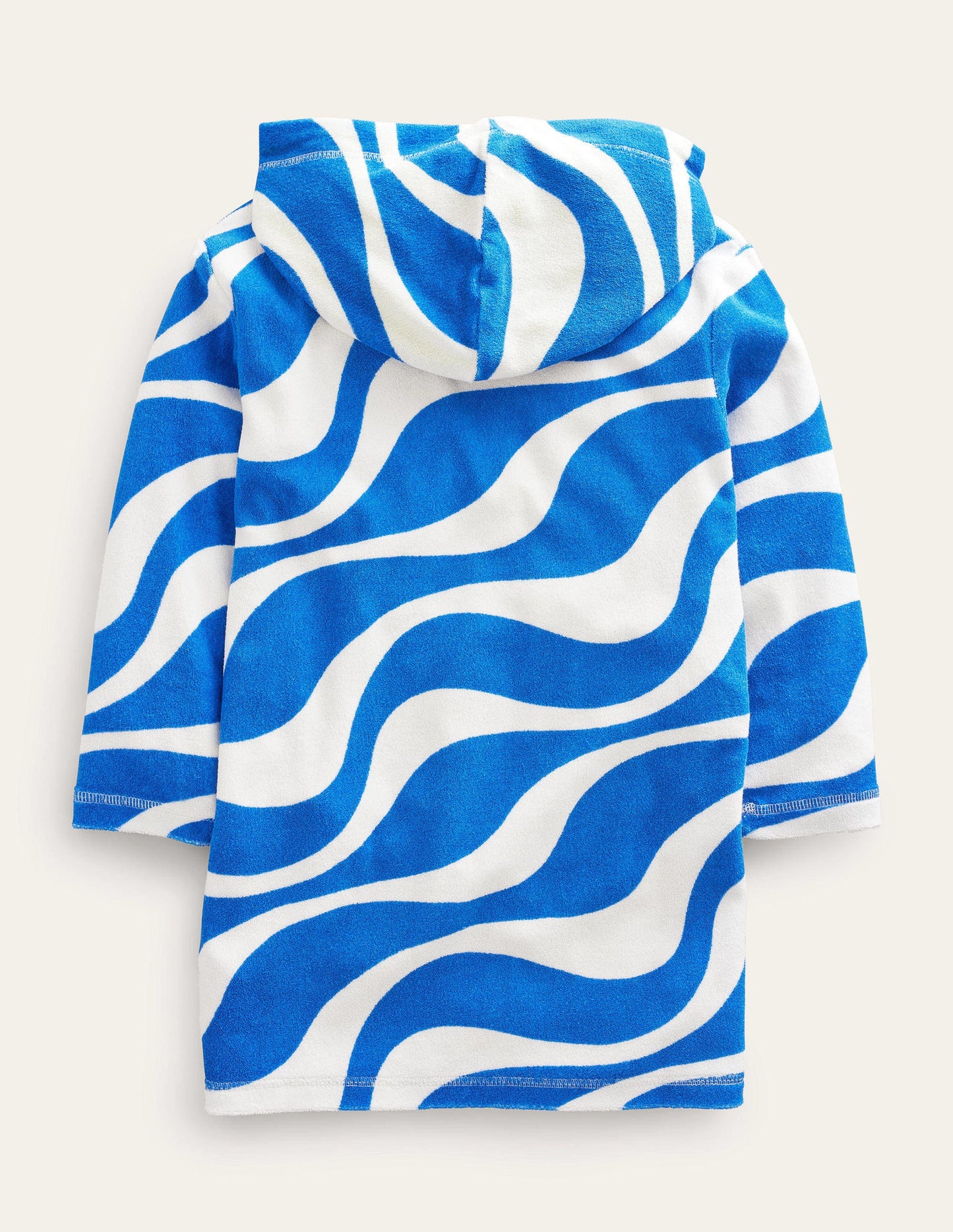 Robe de plage imprimée en éponge-Vagues bleu cabanon