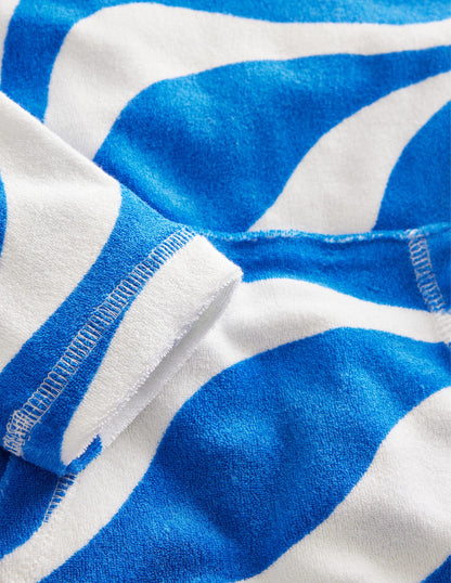 Robe de plage imprimée en éponge-Vagues bleu cabanon-3