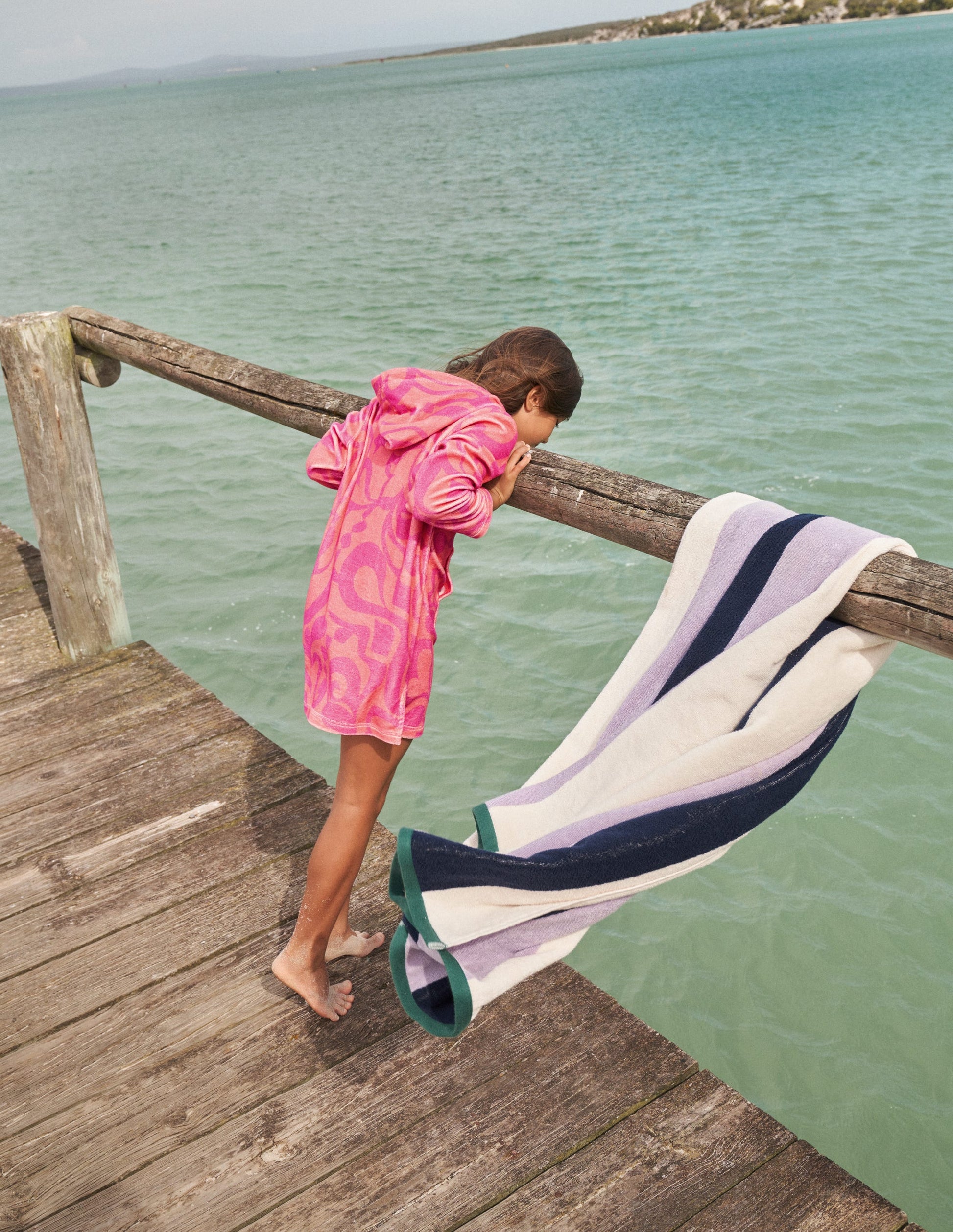 Robe de plage imprimée en éponge-Rose punch pêche-4