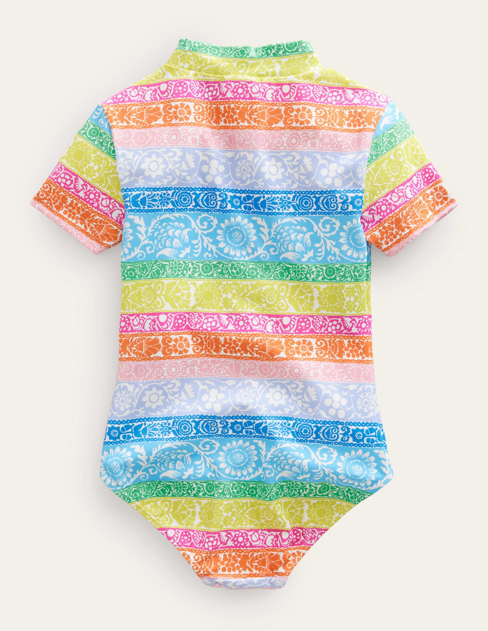 Maillot de bain à manches courtes-Ivoire, rayé papier-peint multicolore - Image 2