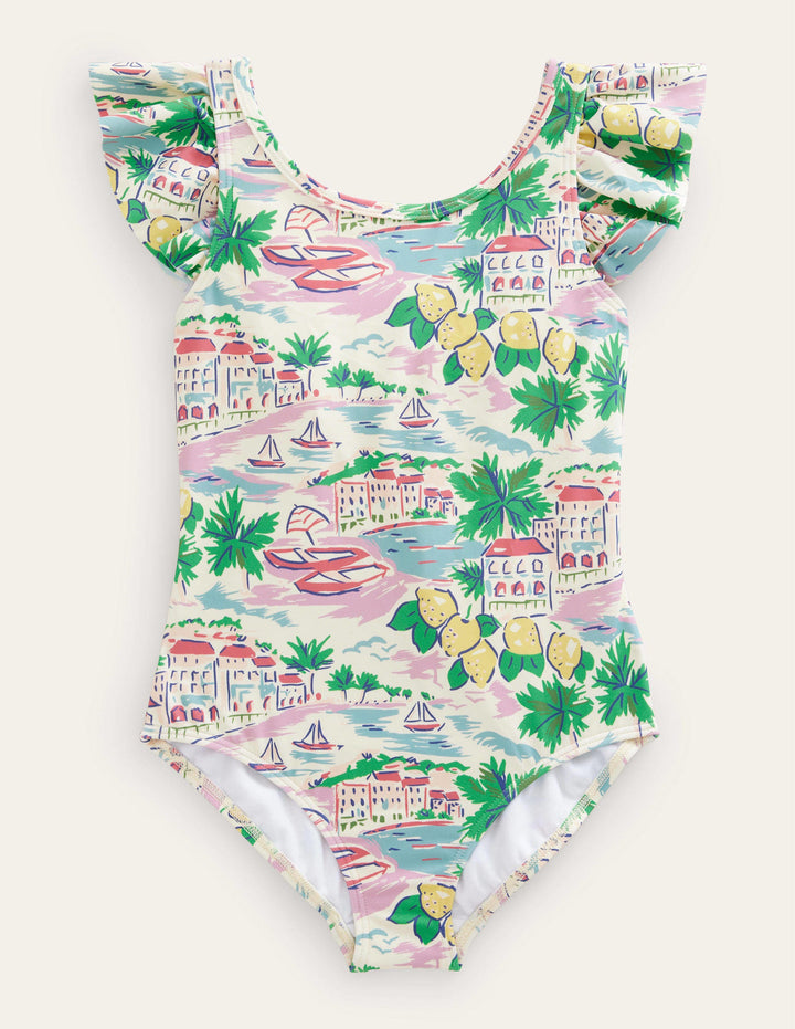 Flutter Sleeve Swimsuit-Multi Scene