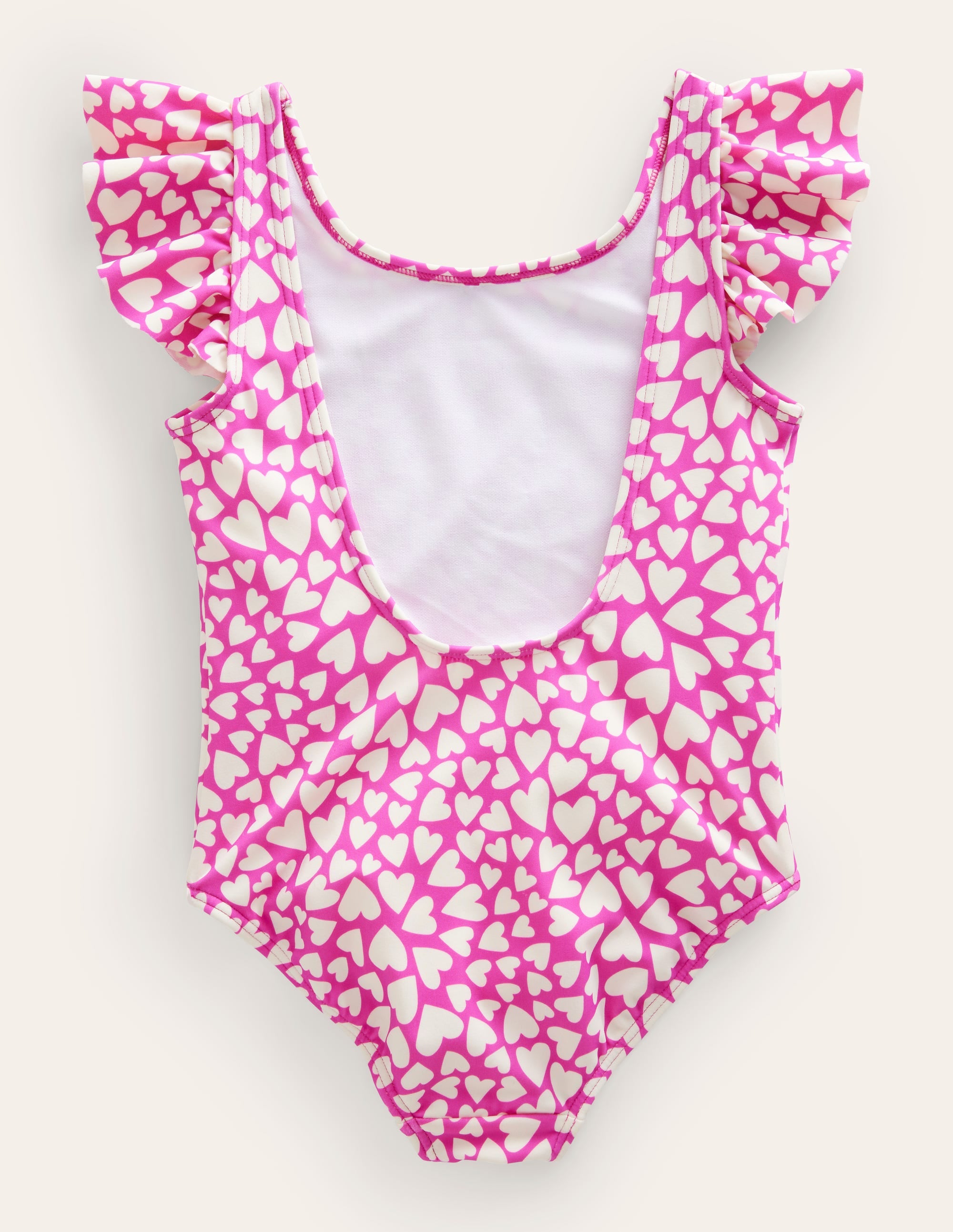 Maillot de bain à manches aériennes-Ivoire, cœurs rose éclatant - Image 2