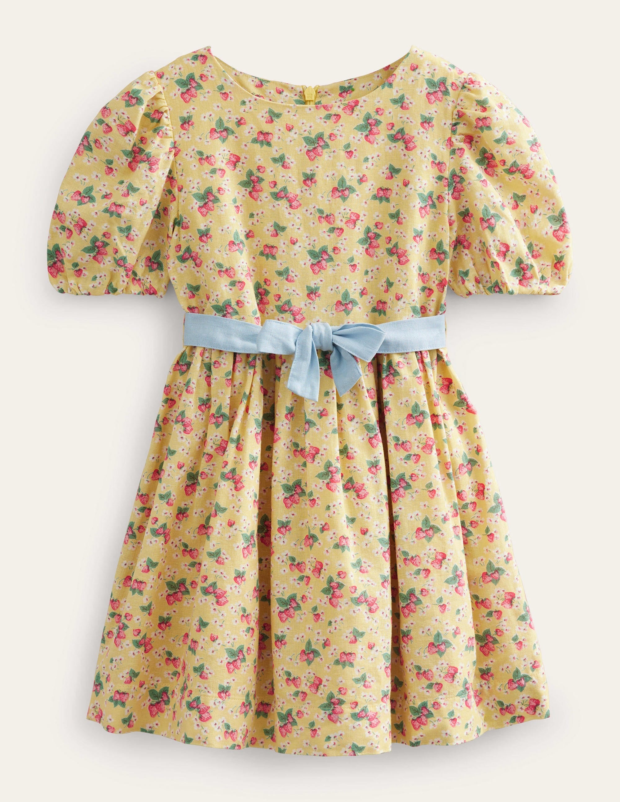 Cotton Linen Vintage Dress-Buttercup Strawberry Ditsy - Image 1