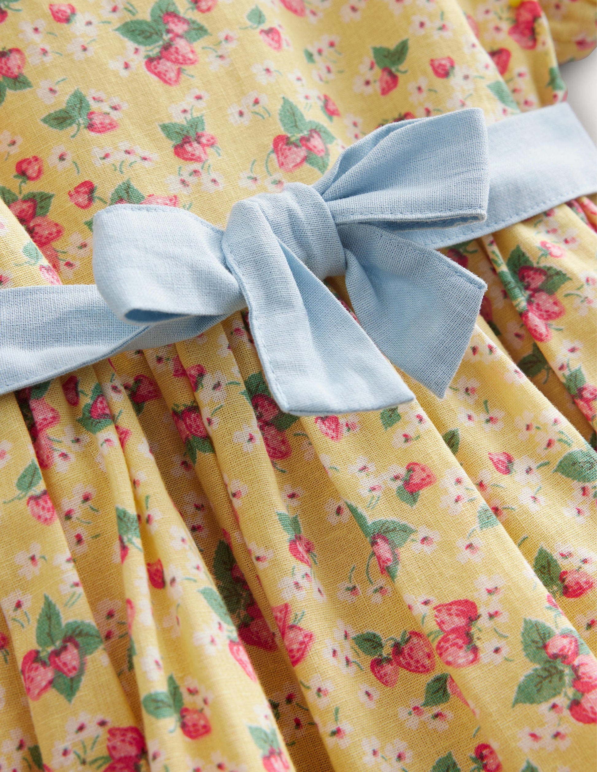 Cotton Linen Vintage Dress-Buttercup Strawberry Ditsy-3