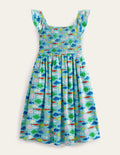 Gerafftes Jerseykleid-Meerblau, Fische