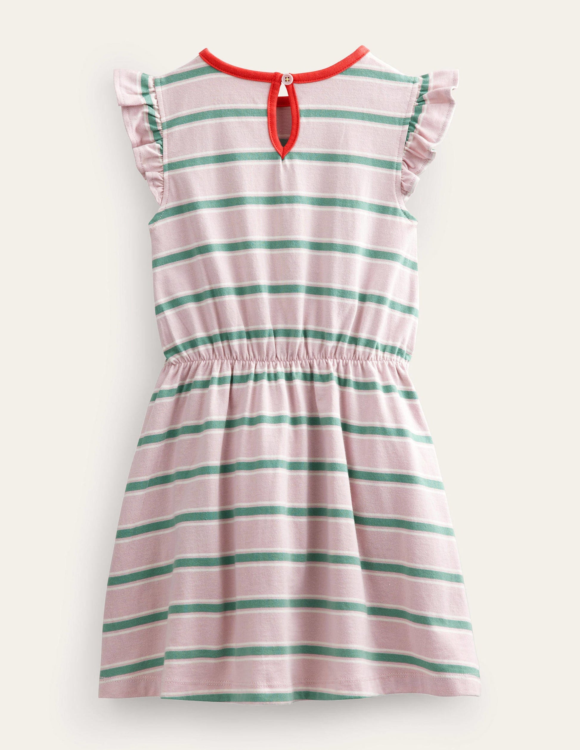Frill Sleeve Jersey Dress-French Pink/Csarite Green-2