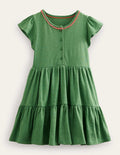 Jerseykleid mit Tellerrock-Safarigrün