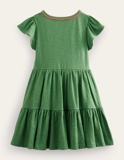 Jerseykleid mit Tellerrock-Safarigrün