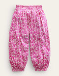 Haremshose aus Jersey-Dunkelpink, Urlaubs-Blumenmuster