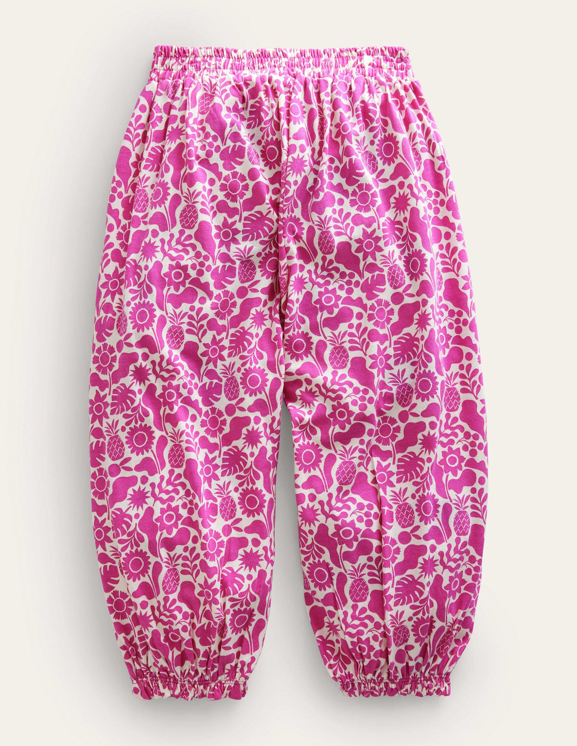 Haremshose aus Jersey-Dunkelpink, Urlaubs-Blumenmuster-2