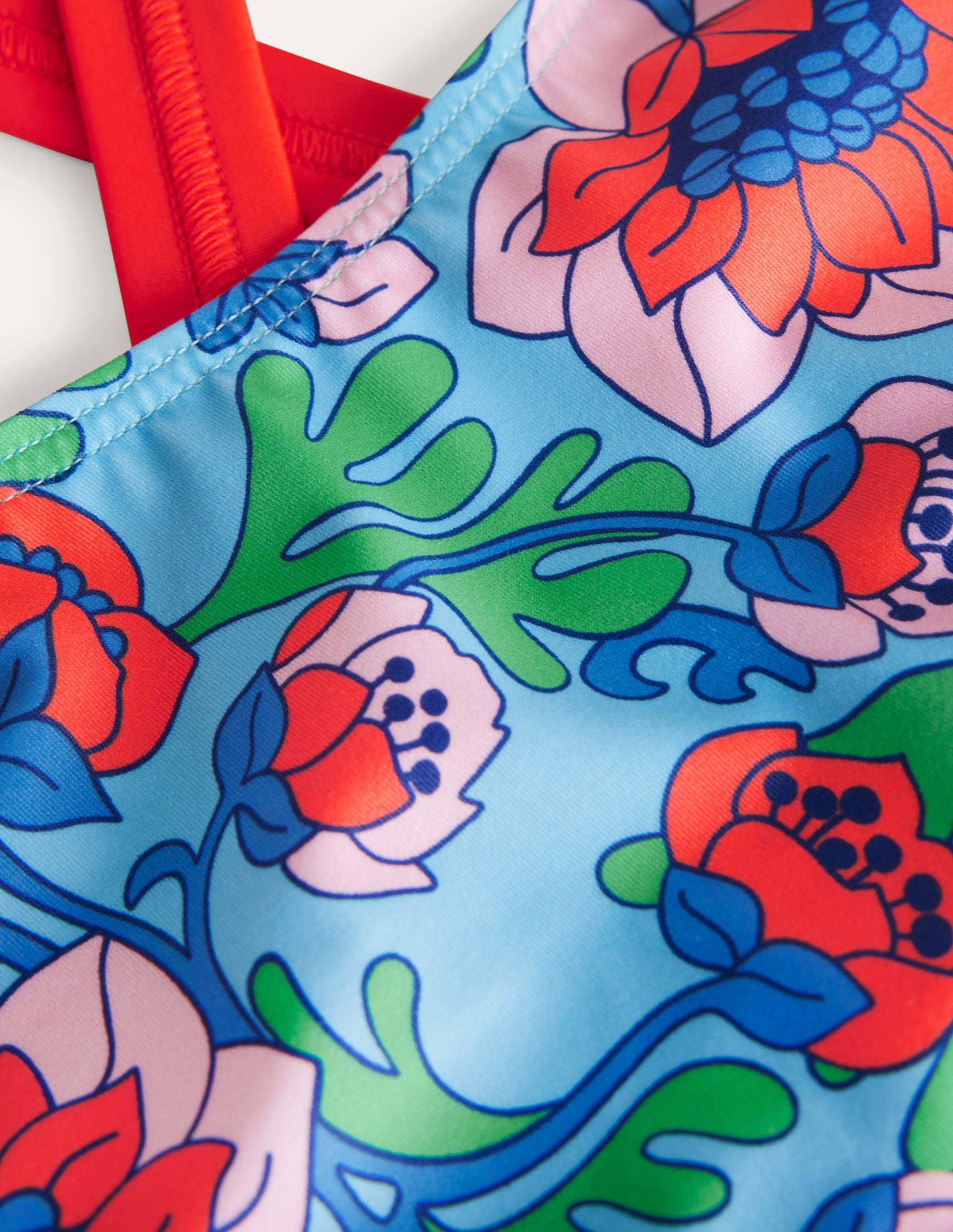 Haut de bikini à dos croisé-Motif floral Spring Time coquelicot rouge - Image 3