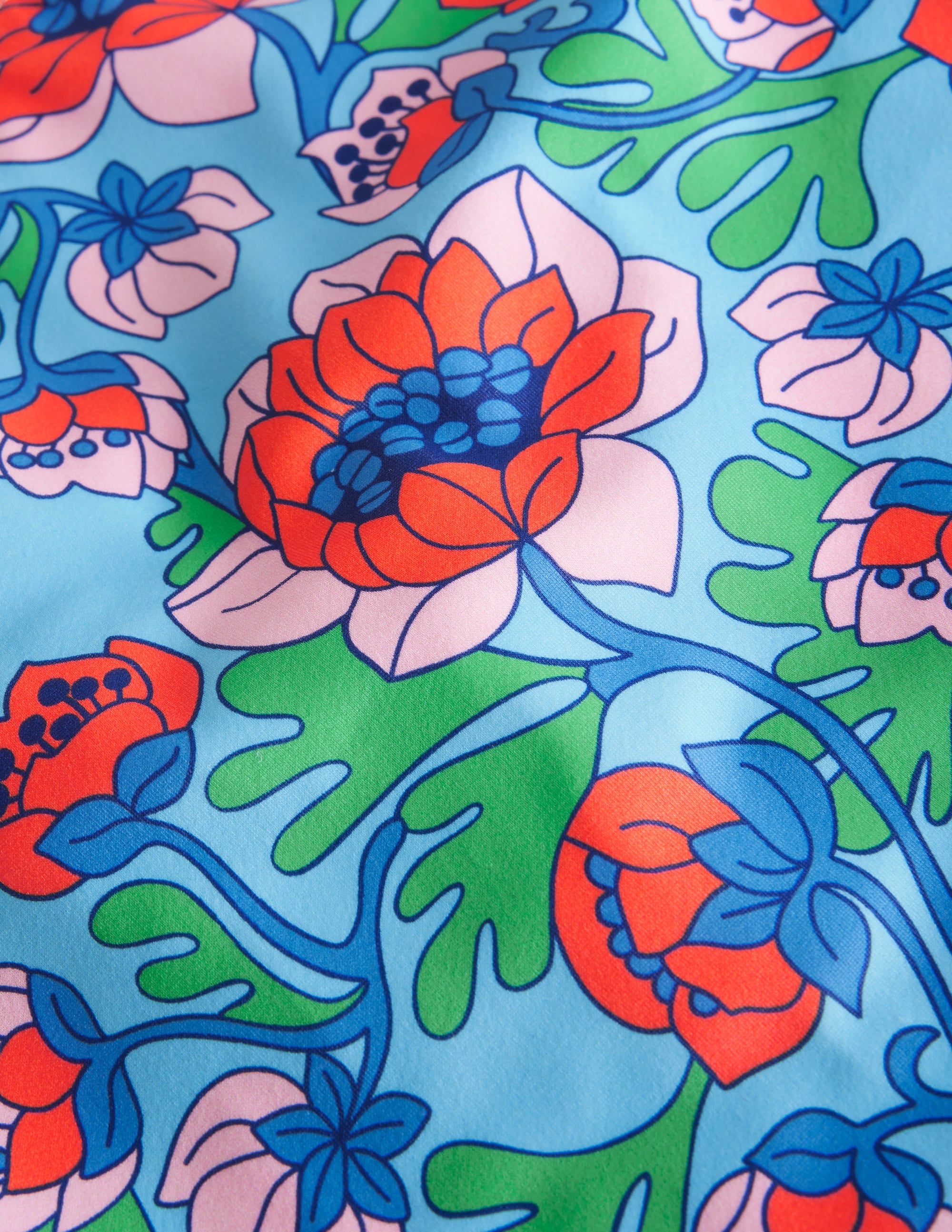 Cross Back Tankini Top-Red Poppy Spring Time Floral - Image 3