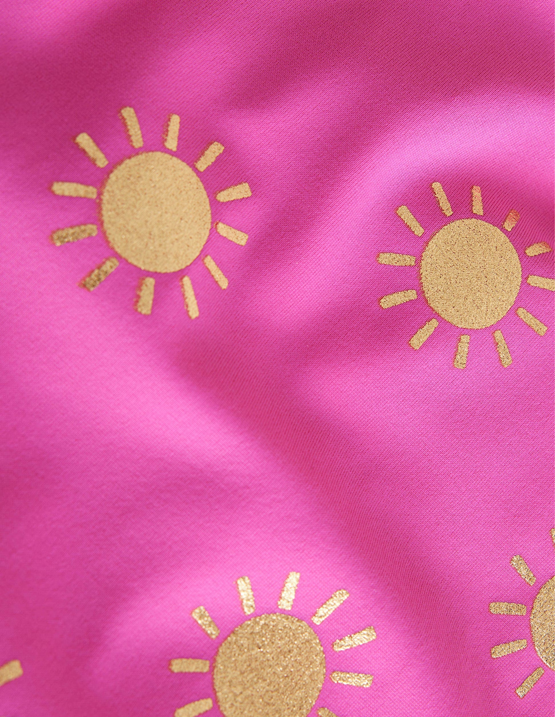 Haut de tankini à dos croisé-Rose bonheur/soleils métallisés dorés-3
