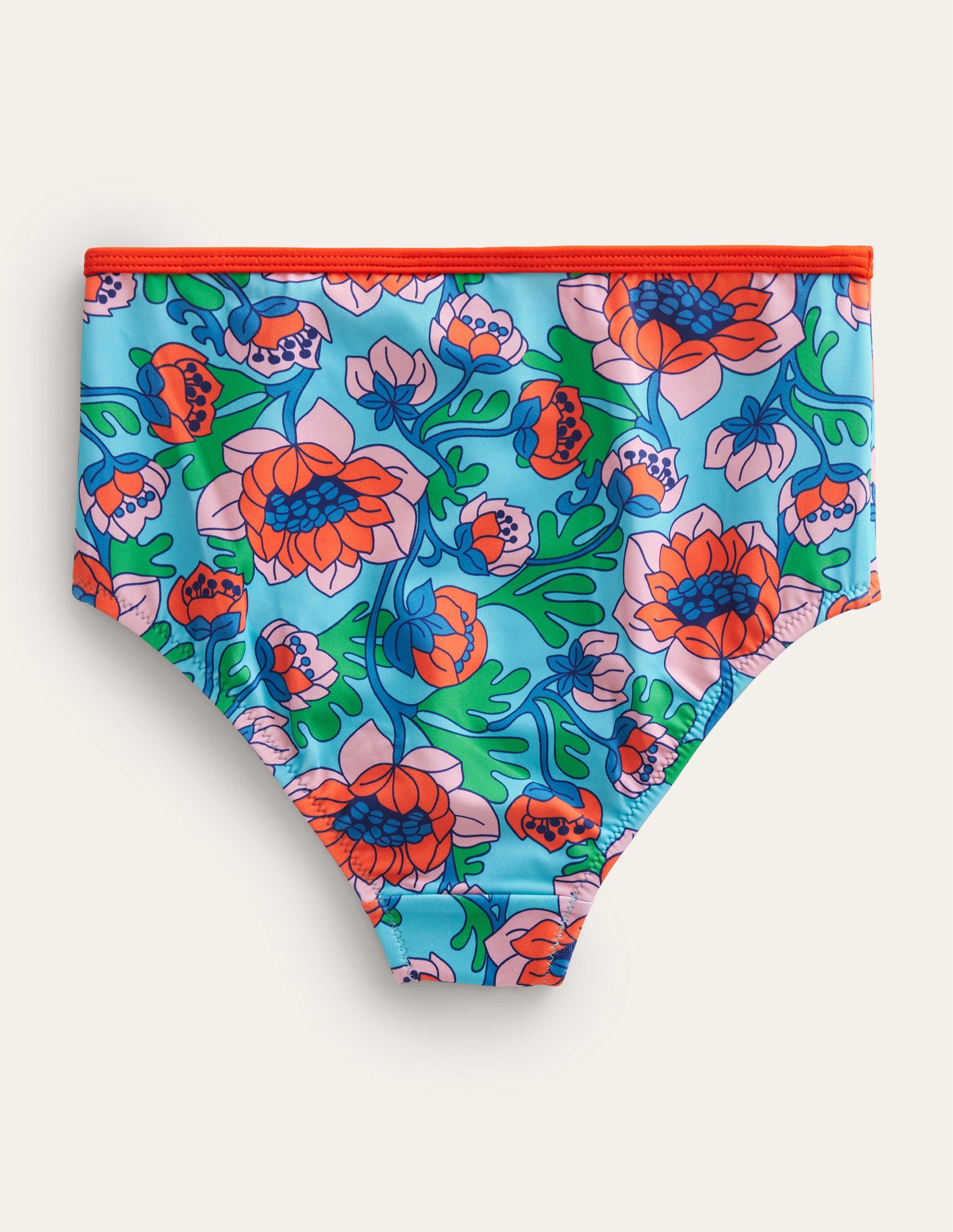 Bikinihose mit hohem Bund-Mohnblumenrot, Frühlingsblumen - Image 2